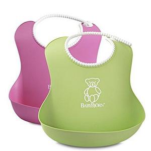 BABYBJORN Soft Bib, Pink/Green, 2 Pack