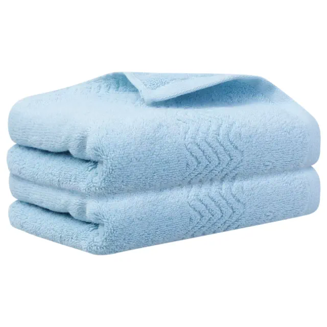 Unique Bargains Corrugated Texture Pure Cotton High Water Absorption Hand Towels 13" x 30" 2 Pcs Blue