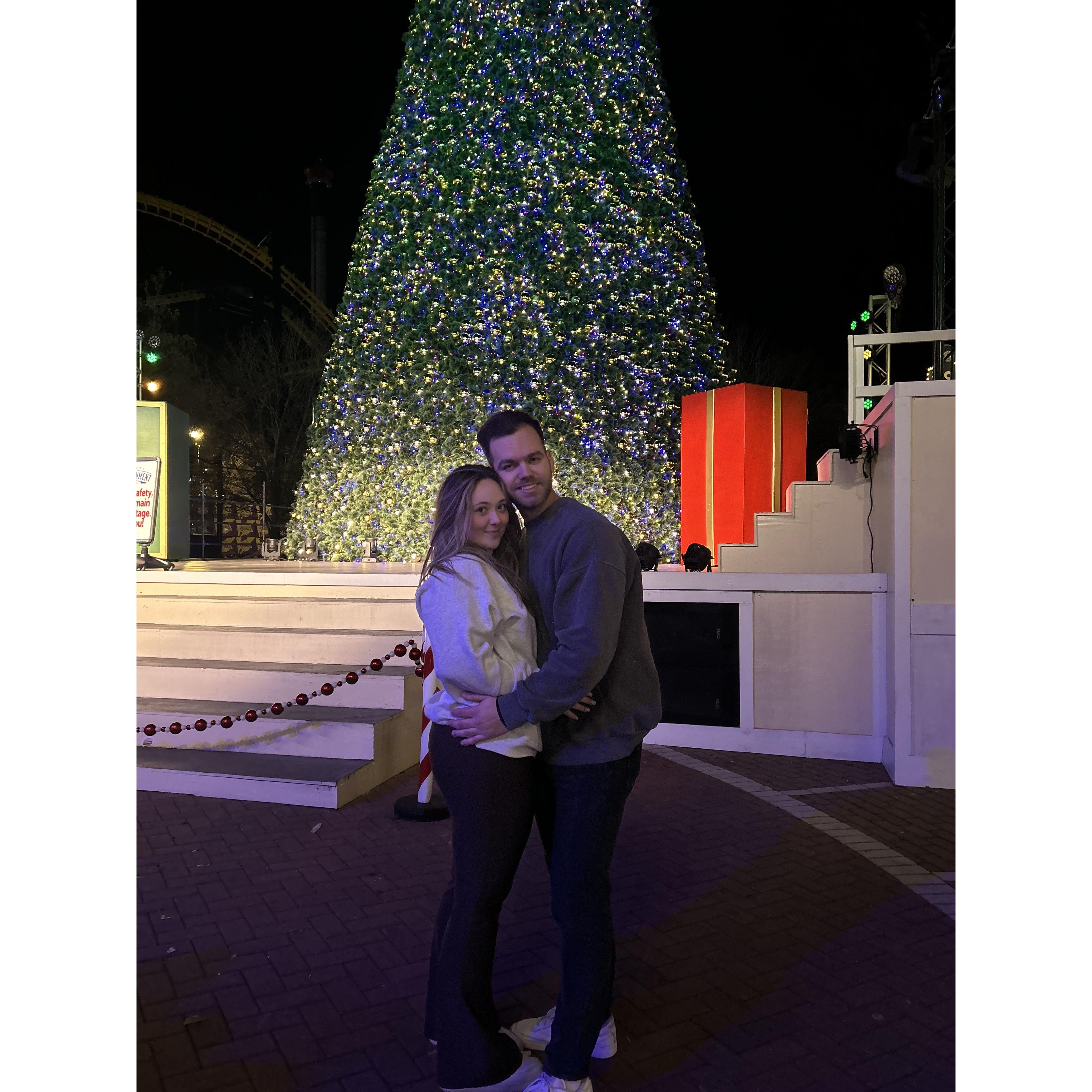 Us at an amusement park, Carowinds during the winter! 12.16.23