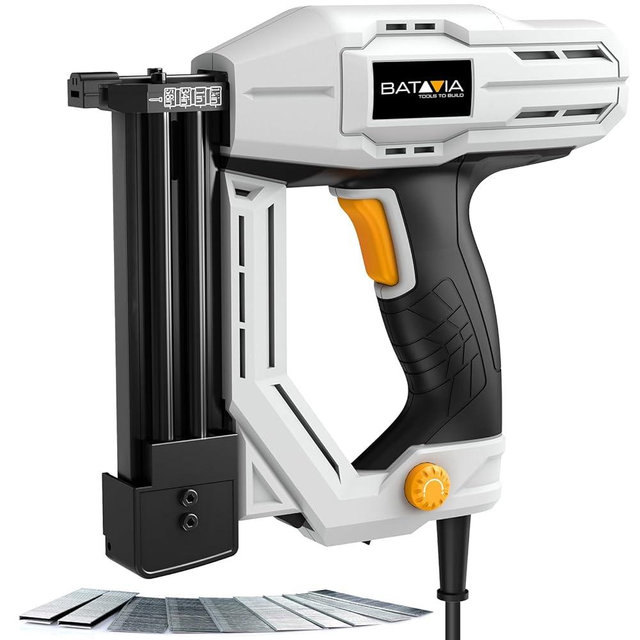 Electric Nail Gun, Batavia 2-in-1 Staple Gun Brad Nailer 18 Gauge for Heavy Duty, 120V Stapler Gun for Upholstery, Carpentry, DIY, 1/4'' Narrow Crown Staples 200pcs and Nails 800pcs Included