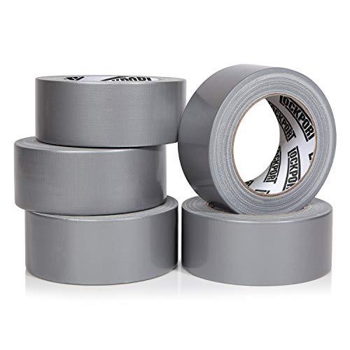 Heavy Duty Silver Duct Tape - 5 Roll Multi Pack Industrial Lot – 30 Yards x 2 inch Wide – Large Bulk Value Pack of Grey Original Extra Strength, No Residue, All Weather. Tear by Hand