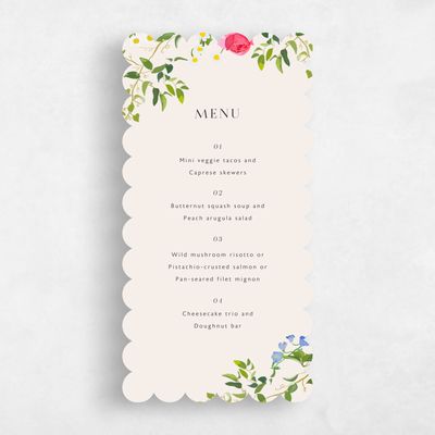 Beige Scalloped Wedding Menu - Dicha