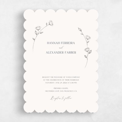 Beige Scalloped Wedding Invitation - Luana Portrait