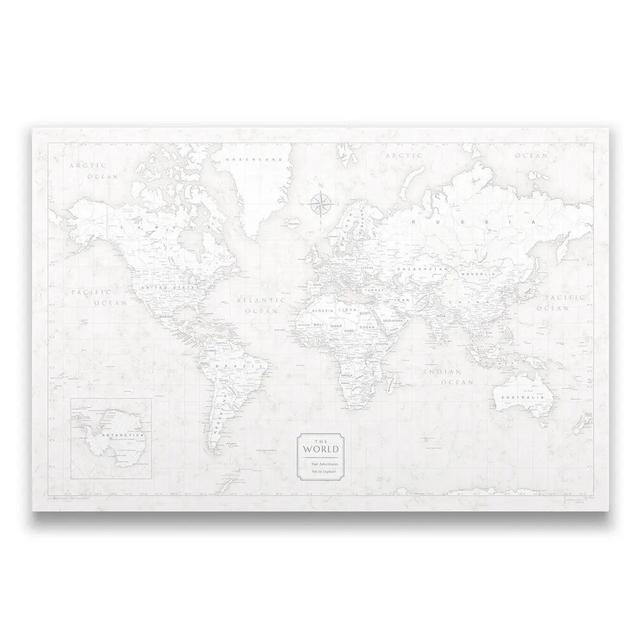 Push Pin World Map (Pin Board/Poster) - Classic Marble