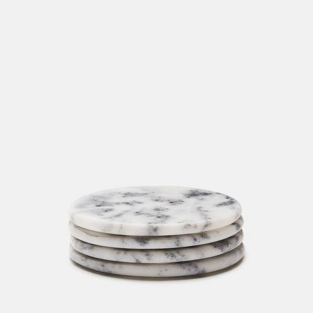 Set of Four Marble Coasters - White