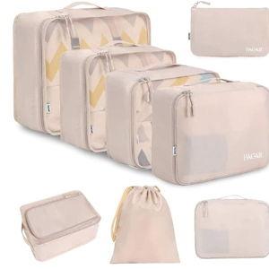 BAGAIL 8 Set Packing Cubes Luggage Packing Organizers for Travel Accessories-Cream