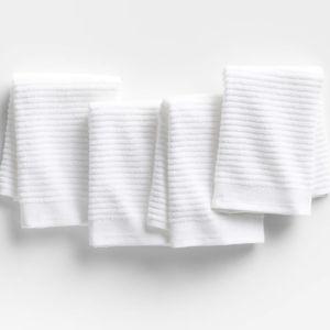 Ribbed Bar Mop Grey Organic Cotton Dish Cloths, Set of 4 + Reviews | Crate & Barrel