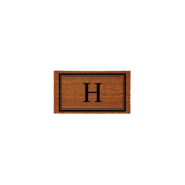 Evergreen Monogram Indoor Outdoor 100% Natural Coir Doormat 28" x 16" | Letter "H"