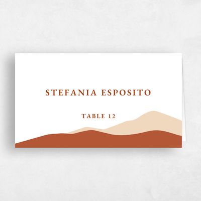 Dark Rust, Orange Wedding Place Card - Langdon