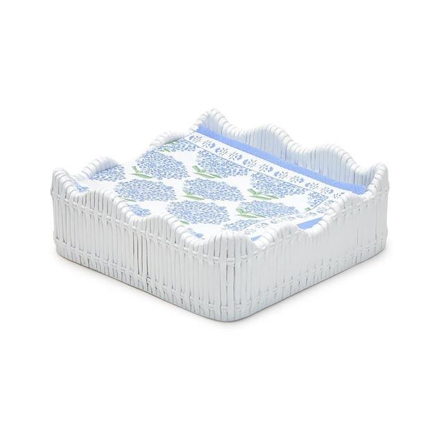 Two's Company Scalloped Edge Basket Weave Pattern Cocktail Napkin Holder - Resin