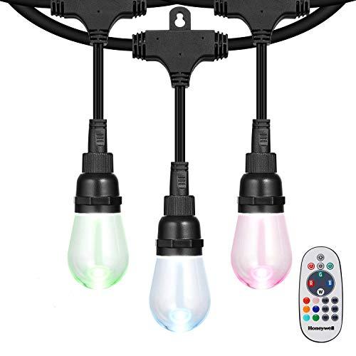 Honeywell Linkable Waterproof LED Indoor Outdoor Color Changing String Light with Remote Control, 24 FT Commercial Grade Patio Lights Create Cafe Ambience in Your Residential or Commercial Setting