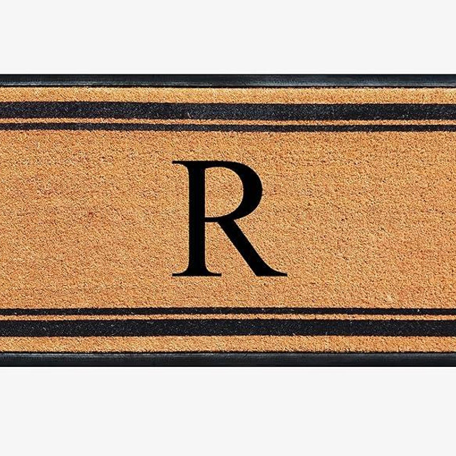 A1HC Natural Coir & Rubber Hand Flocked Large Monogrammed Door Mat 30x60 Inches Thick Durable Doormats for Entrance Heavy Duty, Thin Profile Indoor Outdoor Mats, Long Lasting Front Door Entry Doormats