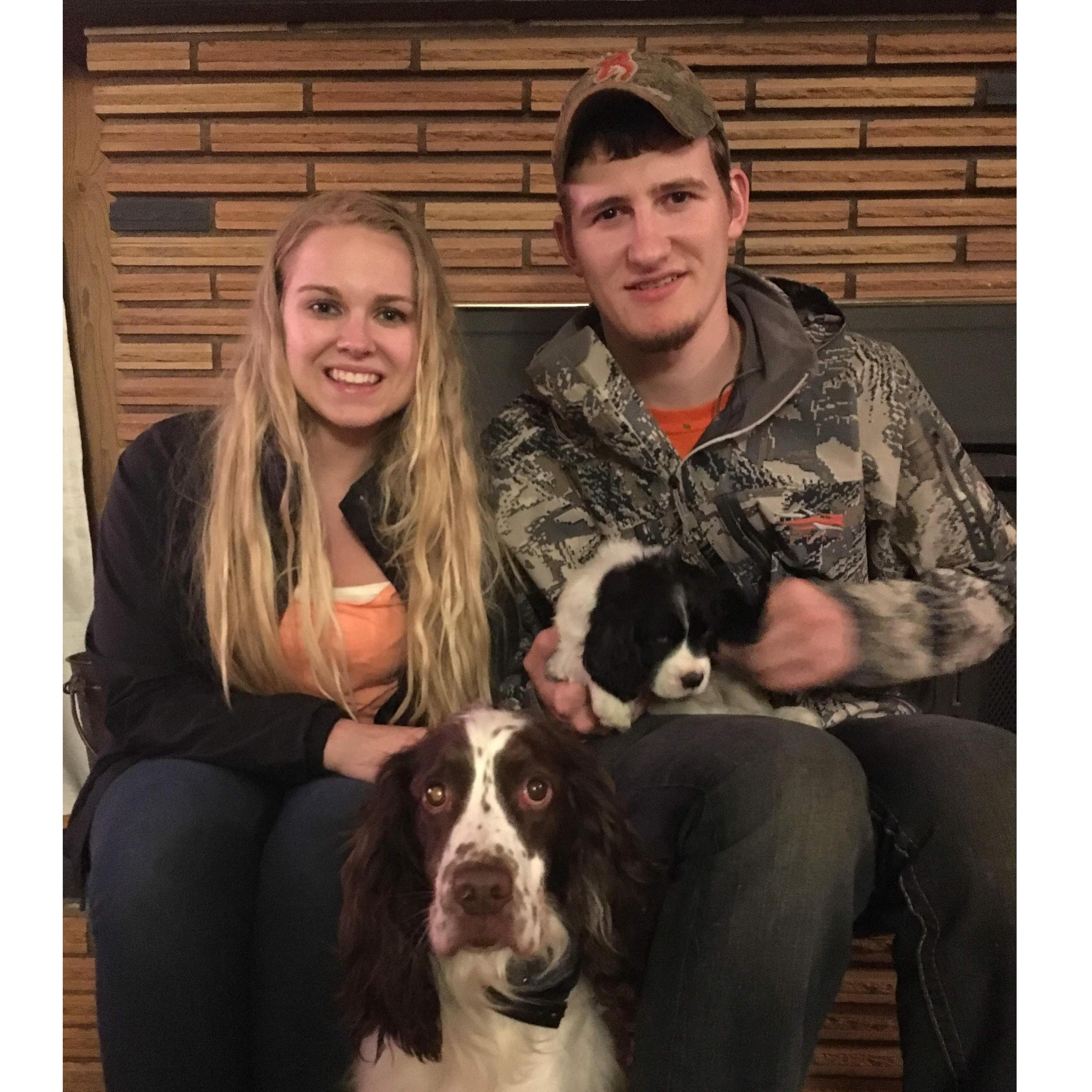 A picture of us with Scout and puppy Addie!