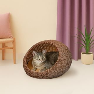 Fiora Modern Circular Wicker Pet Bed with Cushion