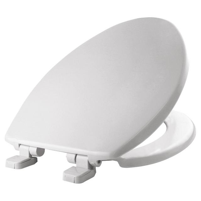 Elongated Plastic Toilet Seat with Whisper Close Hinge White - Mayfair by Bemis