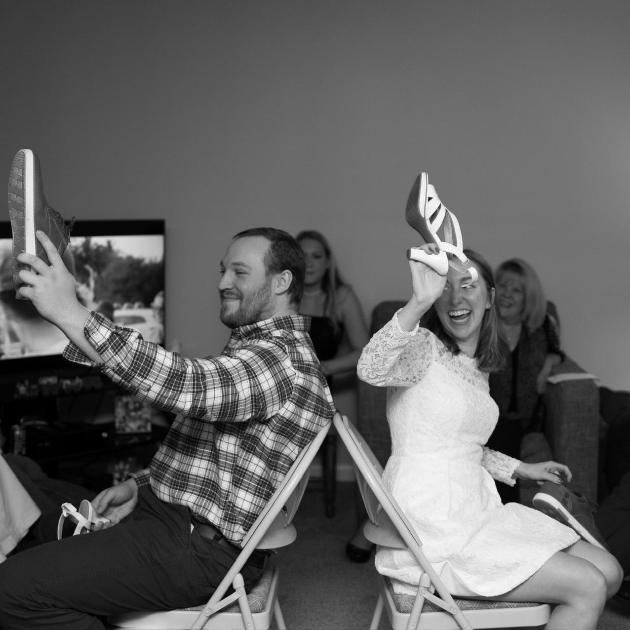 Agree or disagree? Playing the Shoe Game at our engagement party!
