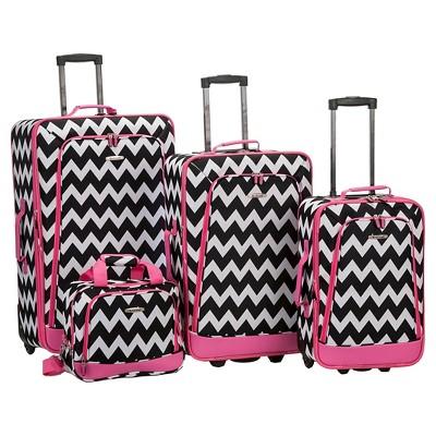 Rockland Escape 4pc Luggage Set - Pink