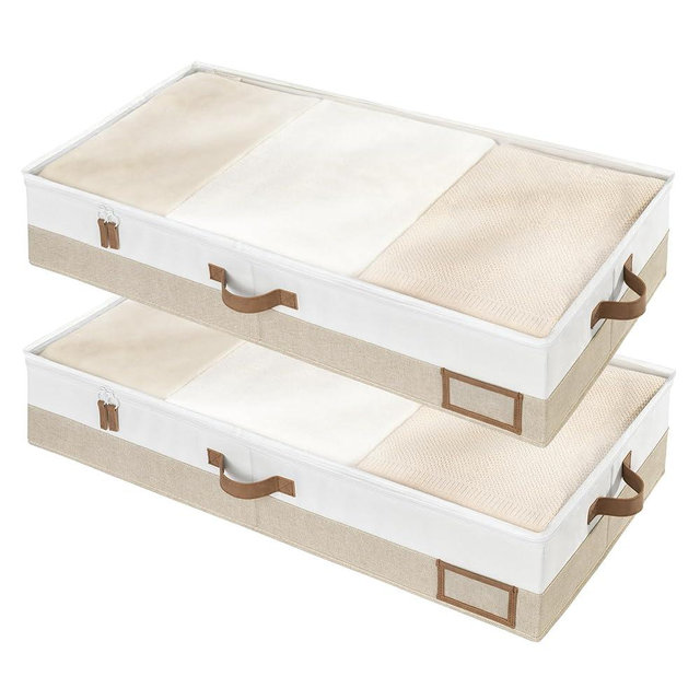 StorageWorks Large Under Bed Storage Containers with Handles and Label Holder, 2 Pack Ultra-thick Fabric Underbed Bins, Closet Organizer for Clothes, Blankets, Sweater
