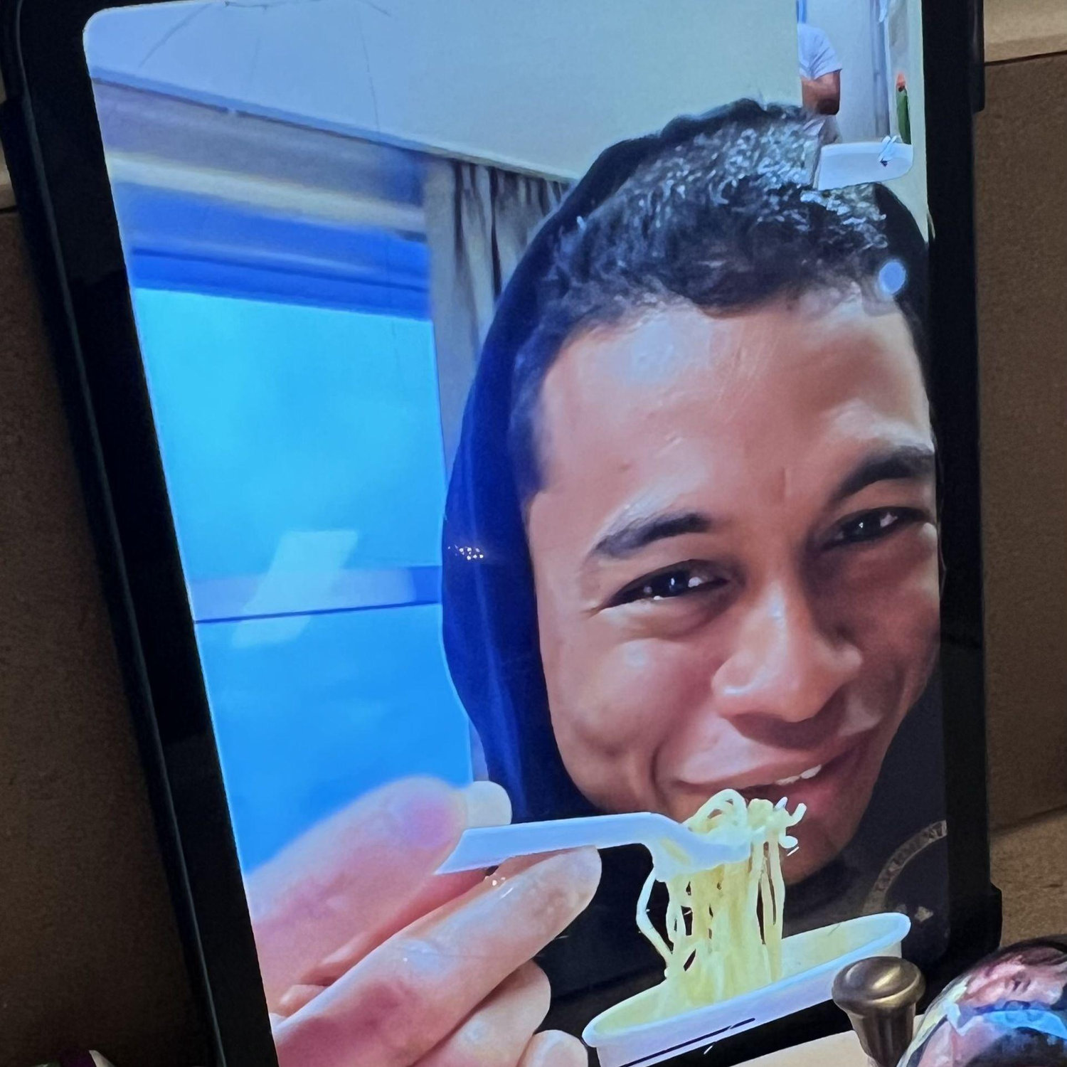 Eating together.