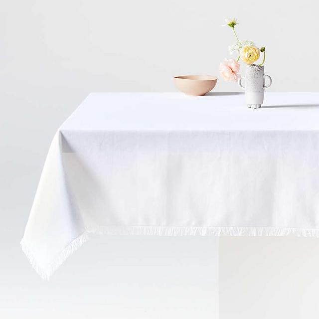 Bonita White 60"x120" Fringe Tablecloth