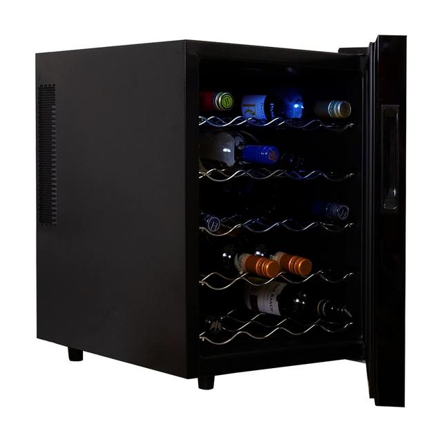 Koolatron WC20 Thermoelectric Wine Cooler 20 Bottle Capacity with Digital Temperature Controls-Vibration-free and Quiet Cooling Power, 5 Removable Shelves, Black