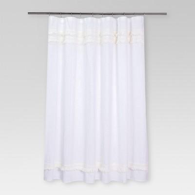 Macramé Fringe Shower Curtain Cream - Threshold™