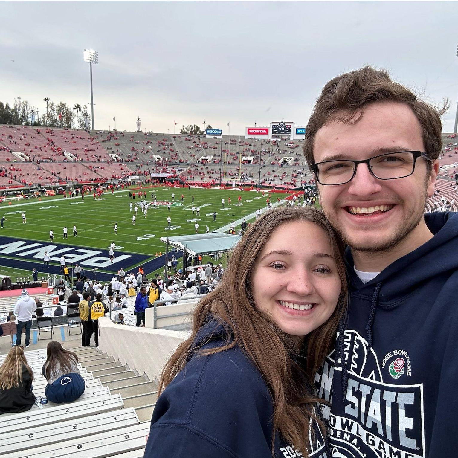 Watching Penn State win the Rose Bowl in CA after our long drive!
