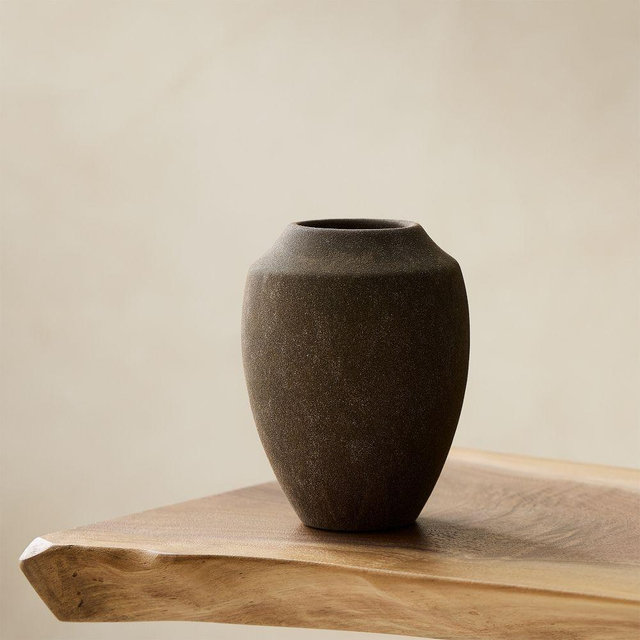 Sahar Ceramic Tabletop Vase, Dark Brown, 4.9 Inches