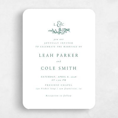 White Rounded Wedding Invitation - Fiora Classic