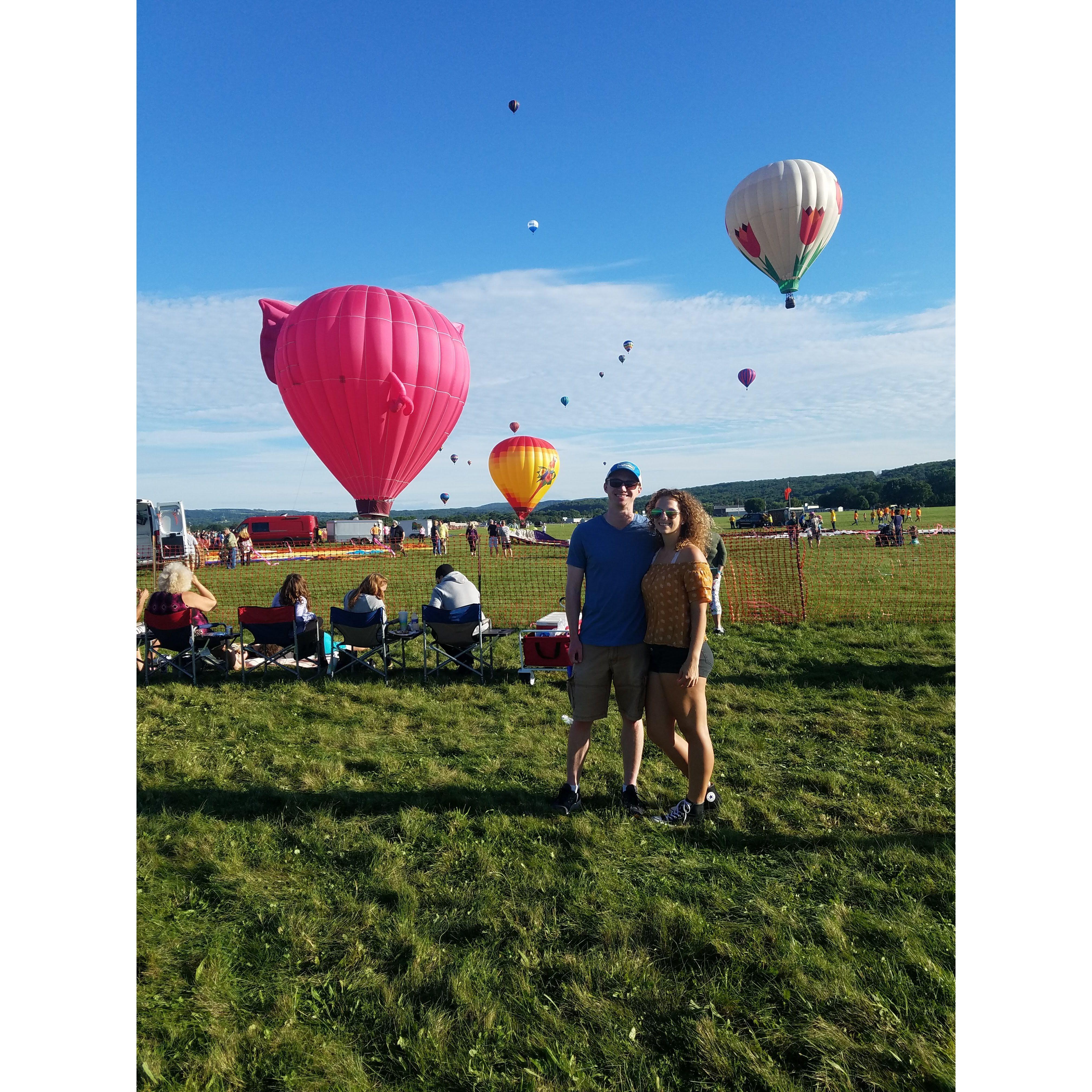 One of their first dates at the hot air balloon festival in Danville, NY