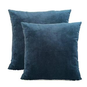 FanHomcy Velvet Throw Pillow Covers Decorative Pillows Shams Solid Square Luxury Soft Pillowcase Cushion Covers for Bed Couch Sofa,2 Pack, 18 x 18 Inch,Blue