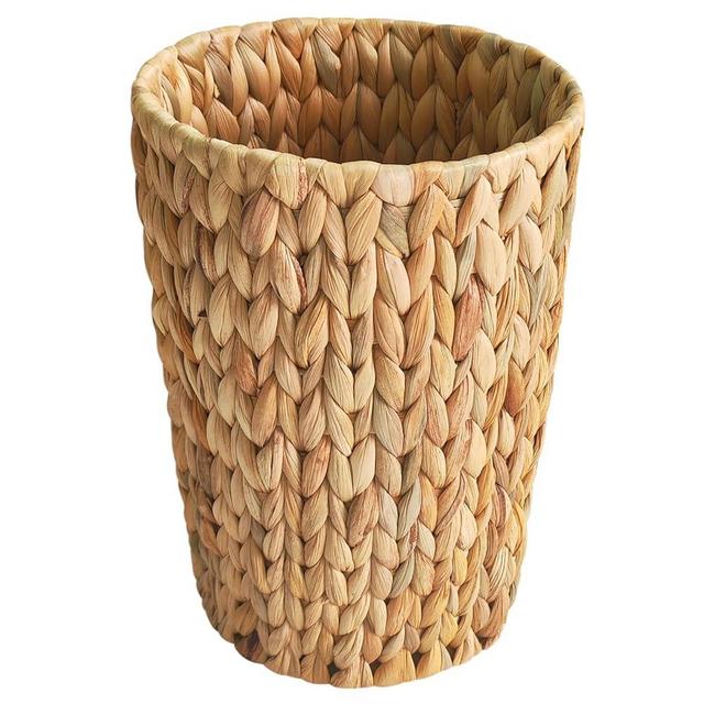 Coeusy Wicker Trash Can,Small Bathroom Trash Can,Water Hyacinth Wicker Waste Basket for Bathroom,Boho Waste Basket for Bedroom,Home Office,Compact Spaces(2 Gallon Round)