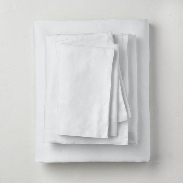 100% Washed Linen Solid Sheet Set - White -Casaluna™