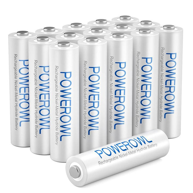 POWEROWL AAA Rechargeable Batteries High Capacity, Low Self Discharge HR03 Battery 1000mAh 1.2V NiMH, 16 Pack