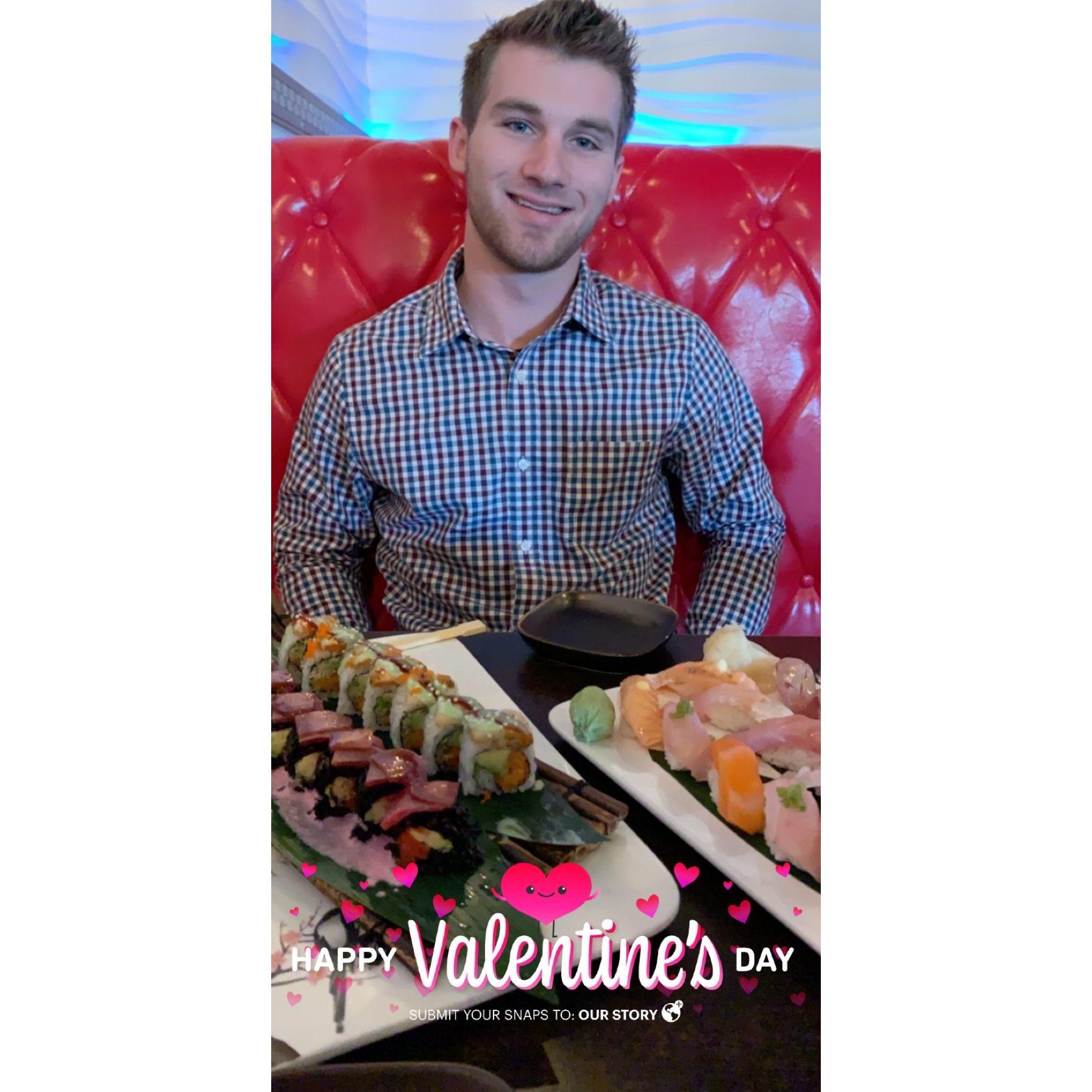 Our first Valentine's Day was spent at.... you guessed it: sushi!