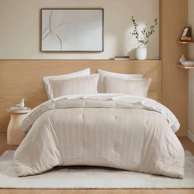510 Design King Logan Woven Striped Comforter Set Ivory