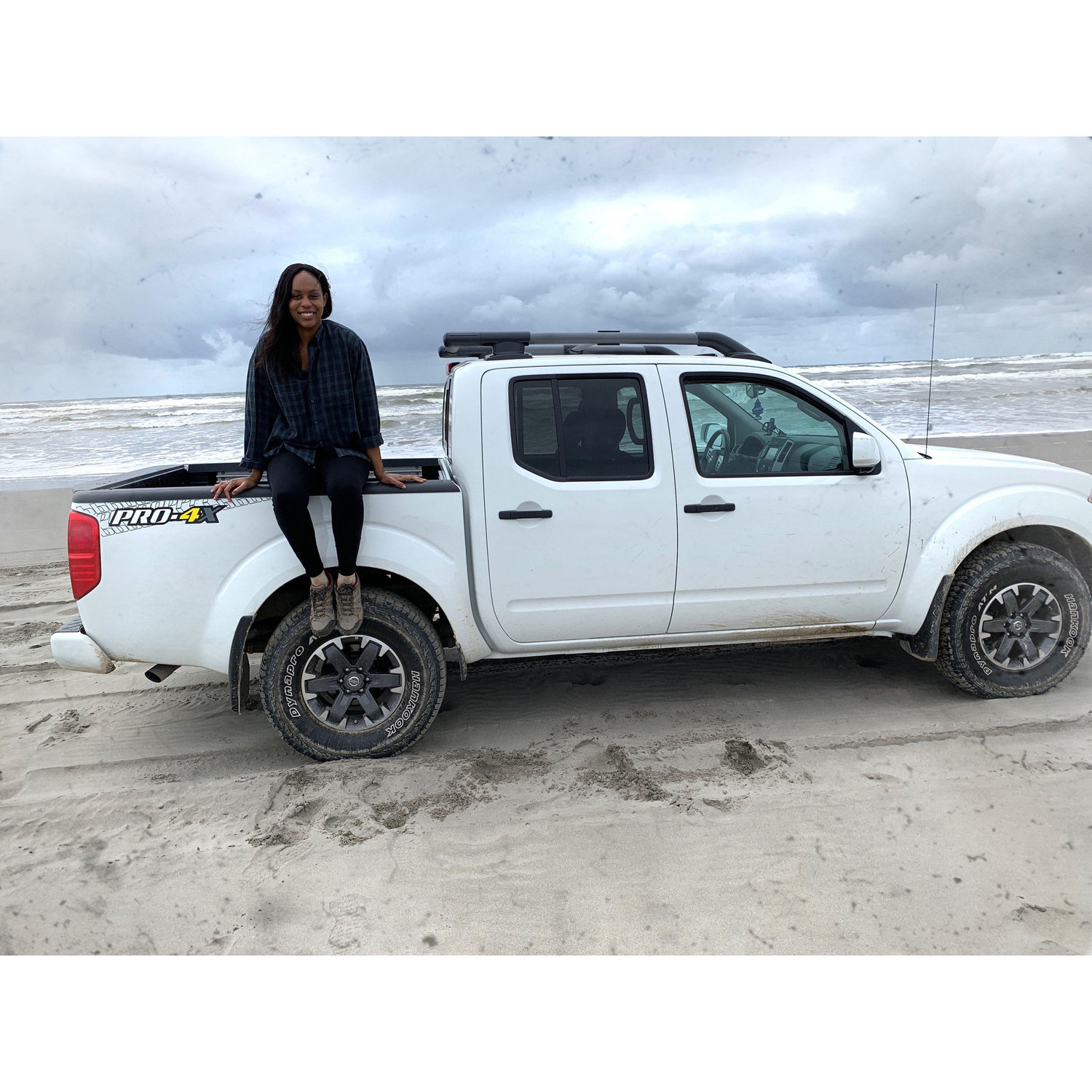 Aidan's "souped up" truck on the Longest Beach in the World