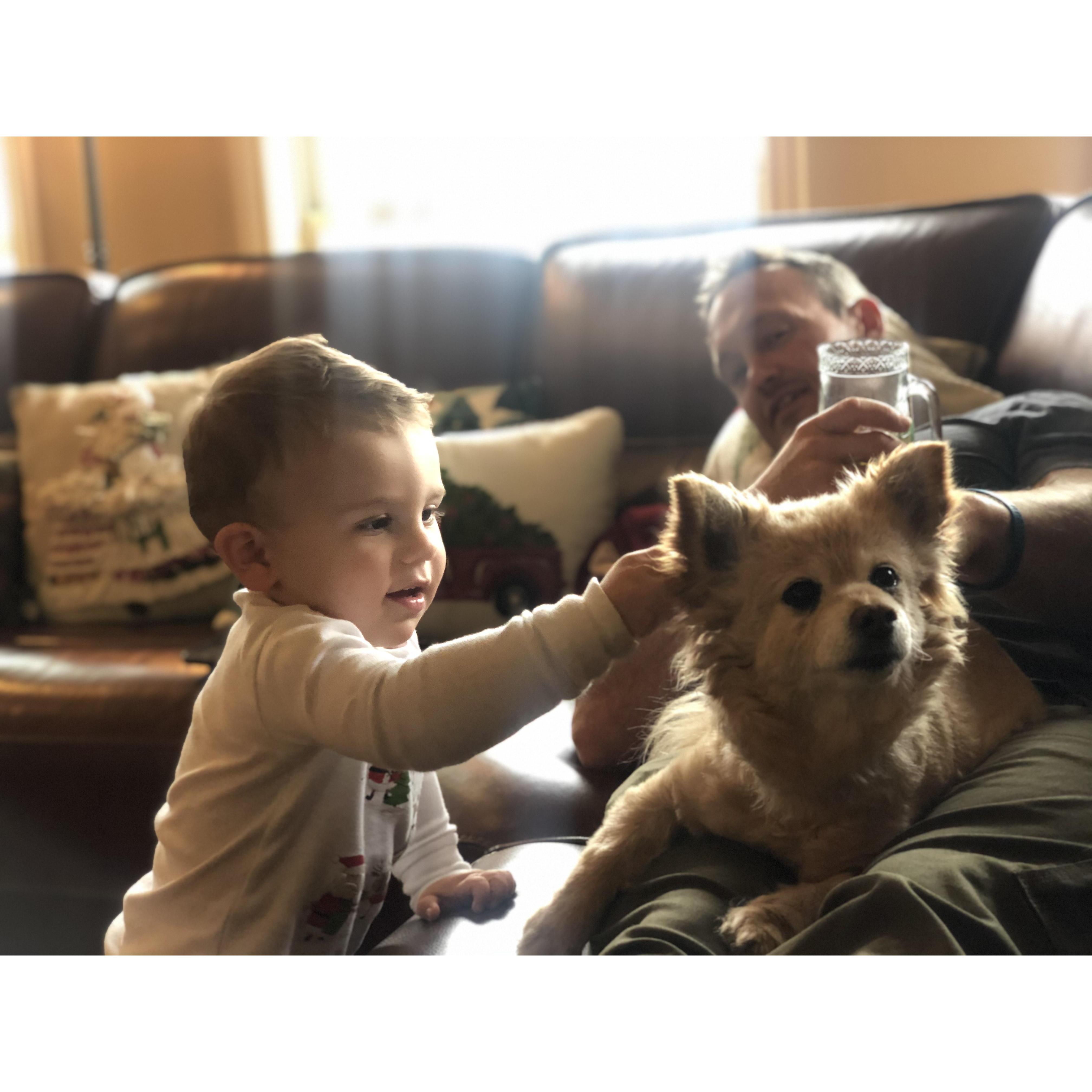 Our nephew Alex and our loyal companion, Moxie