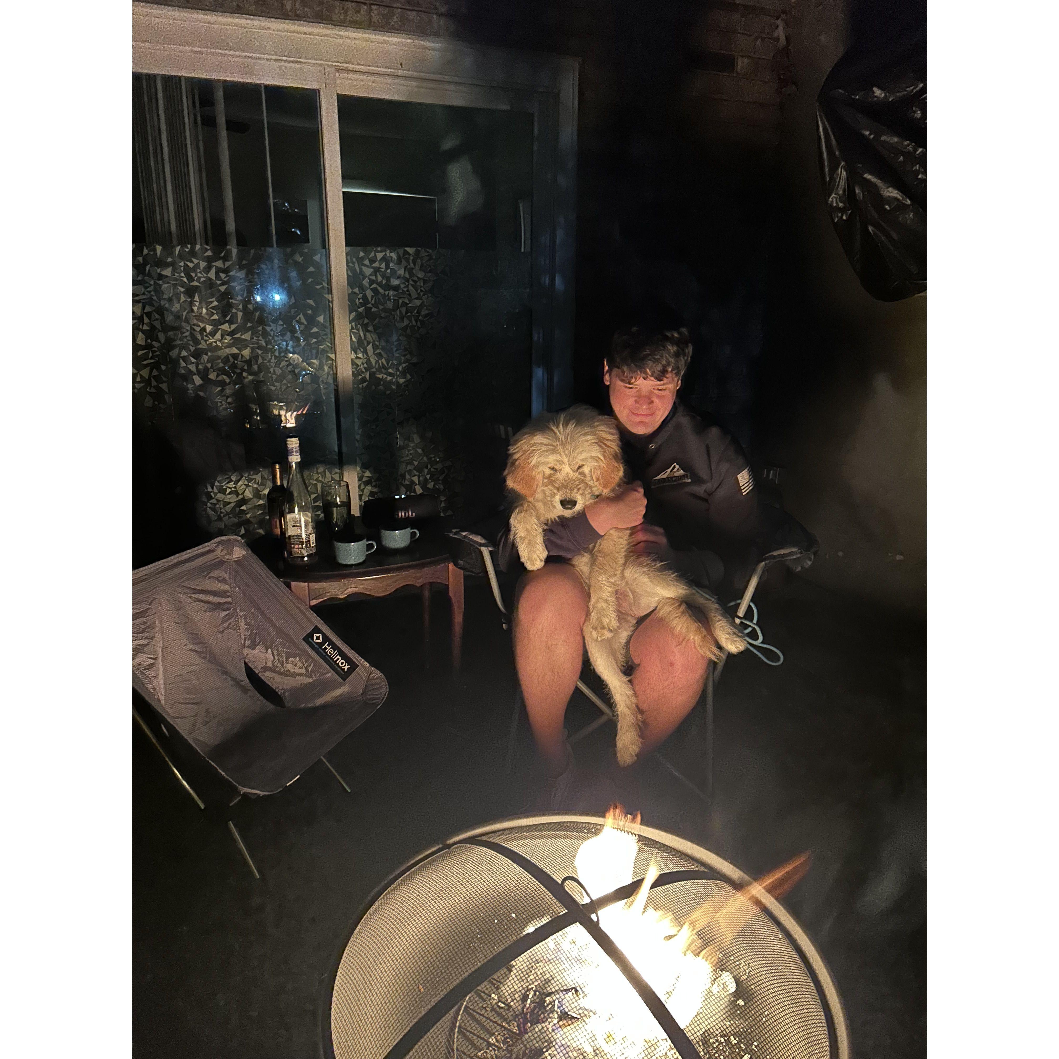 We loved sitting around a fire outside our first apartment in Tennessee.