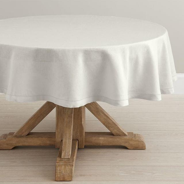 Belgian Linen Round Tablecloth, 70" - Soft Gray