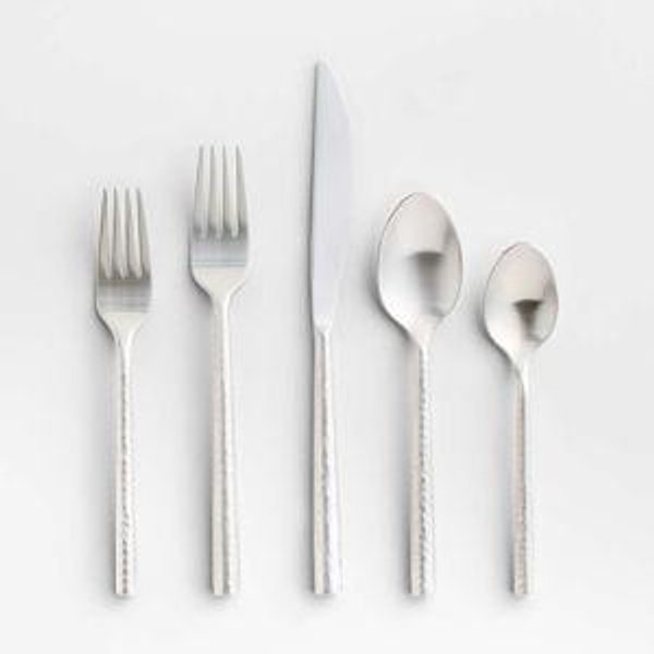 Crate & Barrel Boulder Satin 5-Piece Flatware Place Setting
