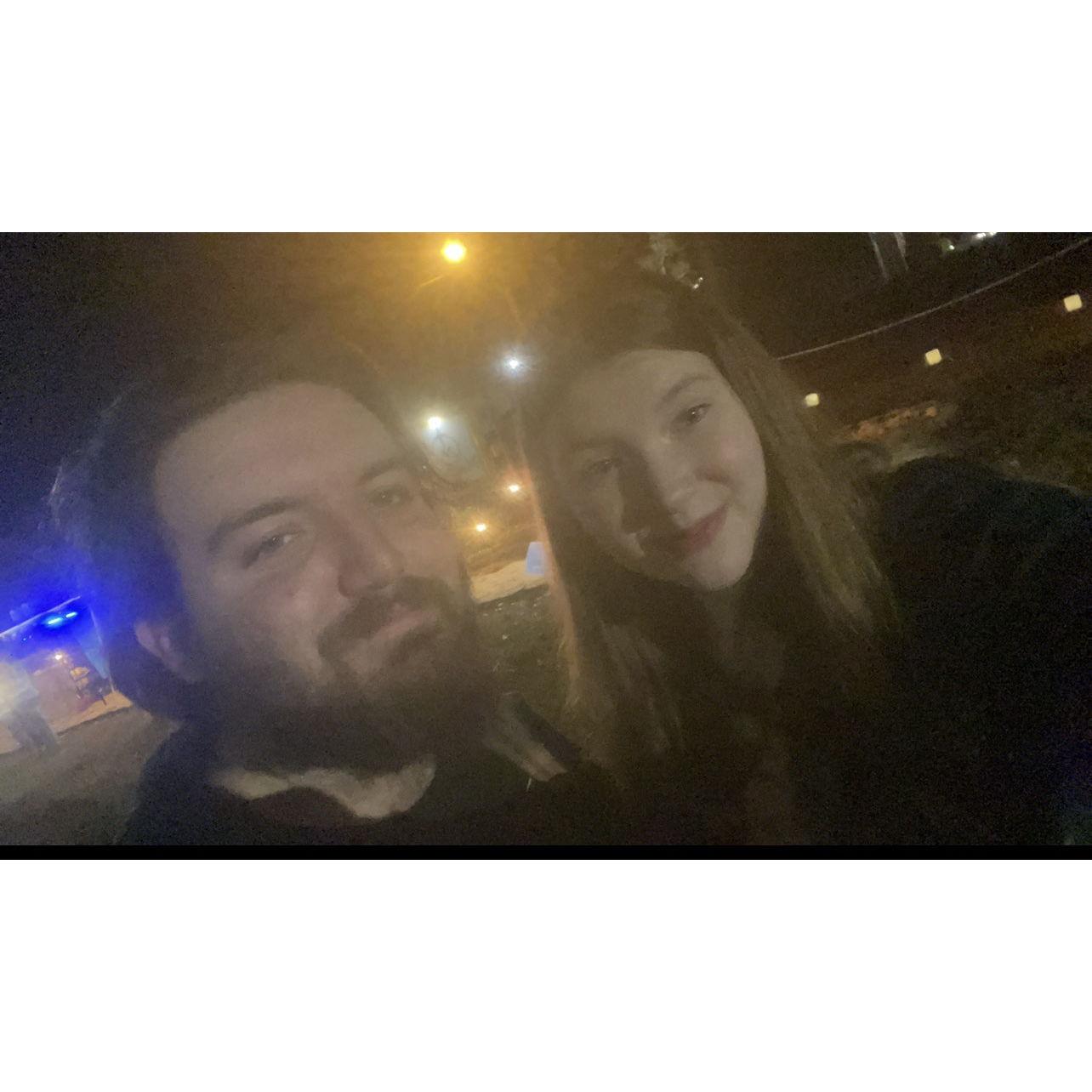 Looking at Christmas lights!