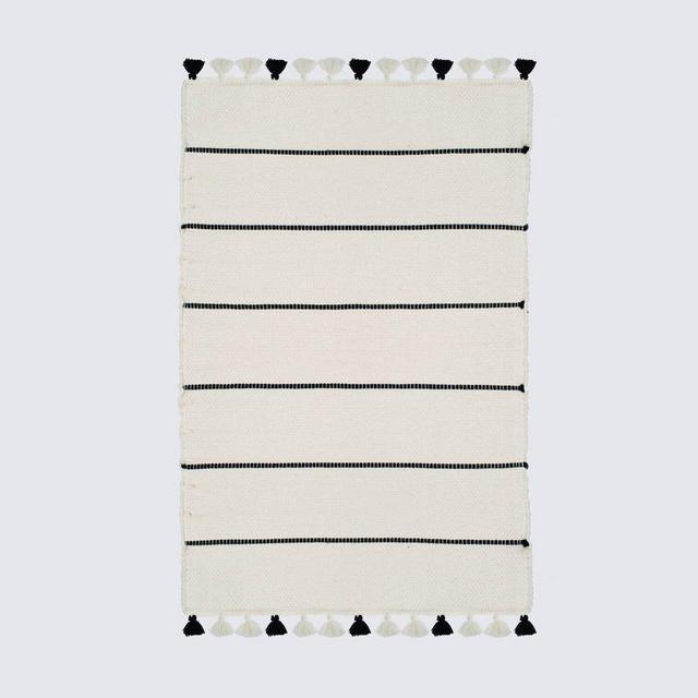 Sahar Bath Rug - Ivory & Black