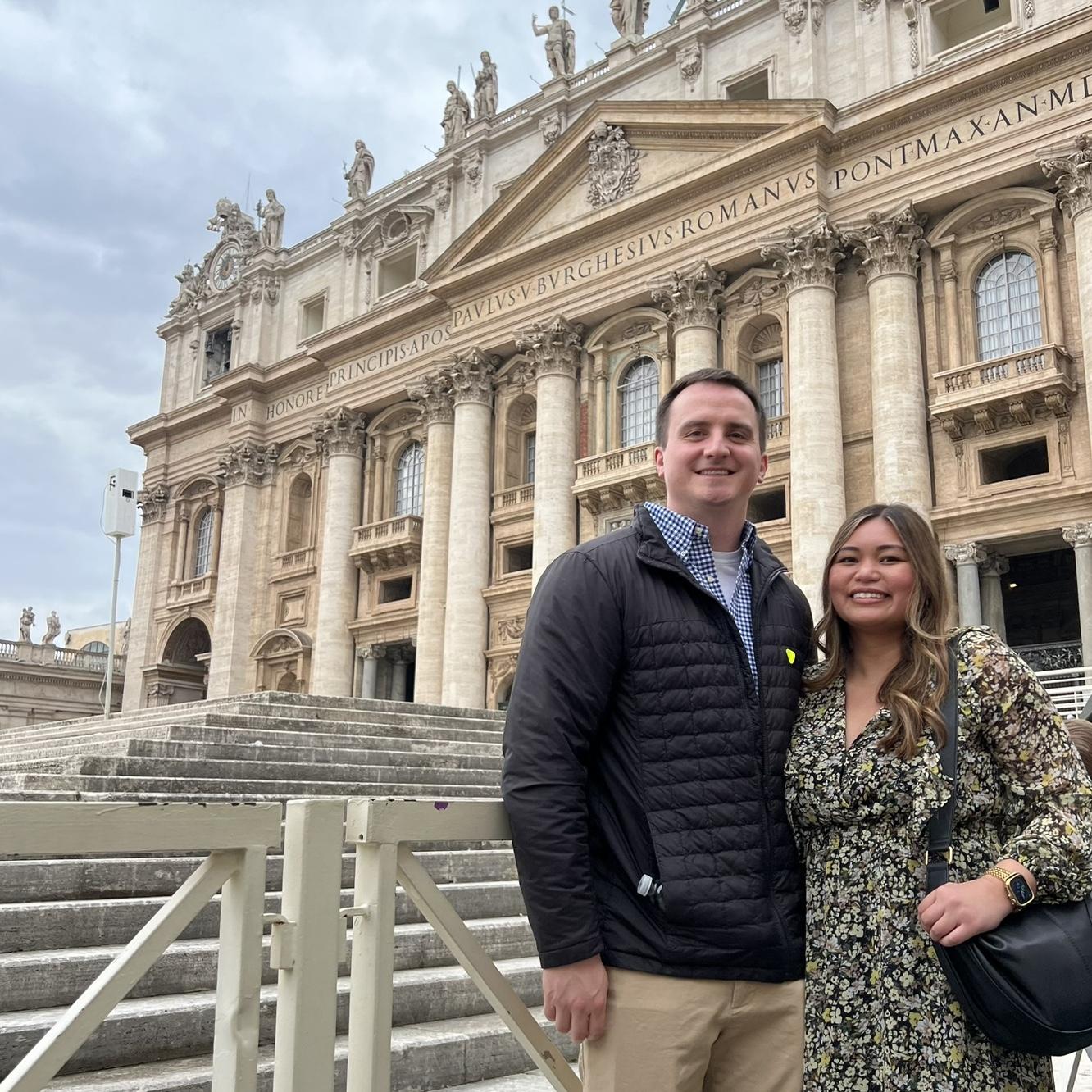 In front of the St Peters Basilica in Rome, Italy