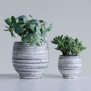 Striped Stoneware Planter