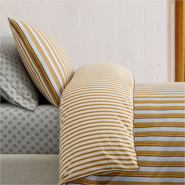 Emma Chamberlain Reversible Multi-Stripe Duvet, Full/Queen, Celadon