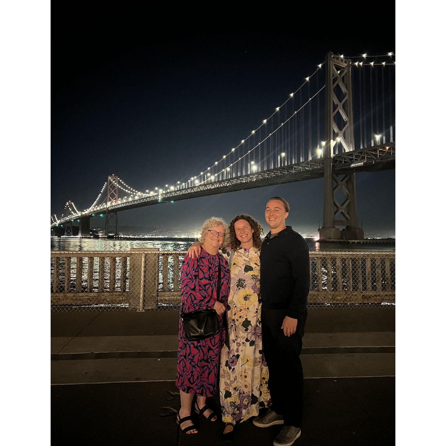 Celebrating our engagement with Hannah's mom, Ann, in San Francisco