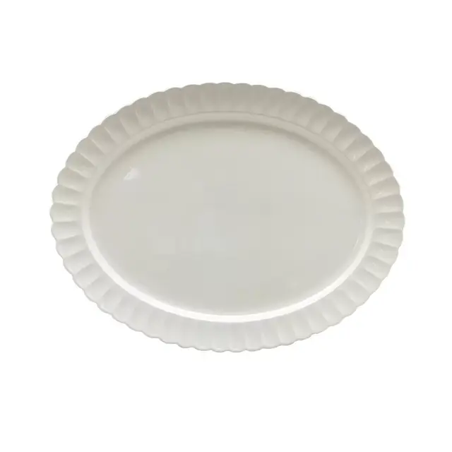 Harvest Turkey Scallop Edge 21-Inch Oval Serving Platter in White