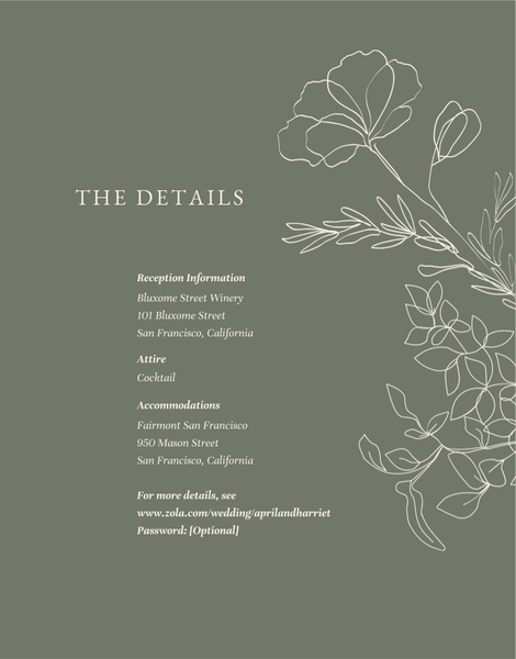 Essenza | Dark Sage | Zola Wedding Enclosure Cards