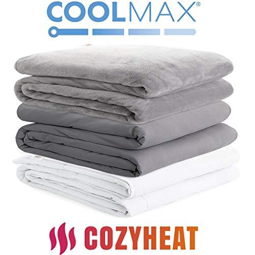 Degrees of Comfort Weighted Blanket w/ 2 Duvet Covers for Hot & Cold Sleepers|Advanced Nano-Ceramic Beads Deliver Durability & Silky Comfort (80x87 30lbs, Grey)